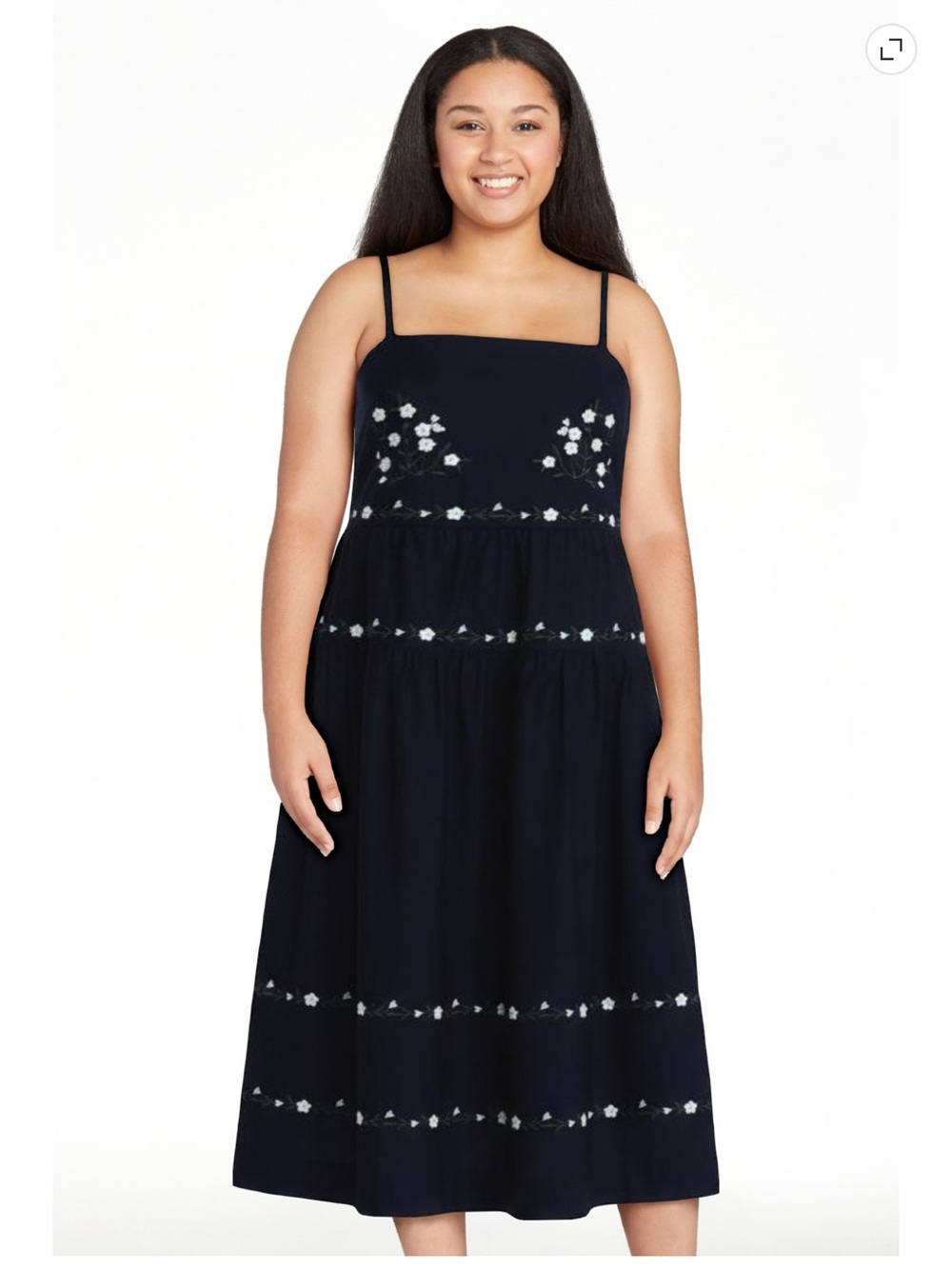 Free Assembly Women's and Women's Plus Embroidered Cotton Midi Dress